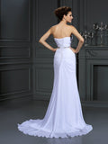 Sheath/Column Sweetheart Beading Sleeveless Long Chiffon Wedding Dresses TPP0006794