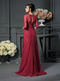 A-Line/Princess Scoop Applique 1/2 Sleeves Long Chiffon Mother of the Bride Dresses TPP0007355