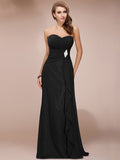 Sheath/Column Sweetheart Sleeveless Long Beading Ruffles Chiffon Bridesmaid Dresses TPP0005224