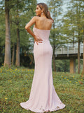 Sheath/Column Stretch Crepe Ruched Strapless Sleeveless Sweep/Brush Train Bridesmaid Dresses TPP0005005