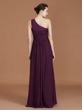 A-line/Princess One-Shoulder Lace Chiffon Sleeveless Floor-Length Bridesmaid Dresses TPP0005725