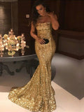 Trumpet/Mermaid Sleeveless Strapless Sweep/Brush Train Sequins Dresses TPP0001657