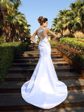 Trumpet/Mermaid Scoop Beading Sleeveless Long Satin Dresses TPP0006635