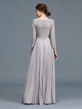 A-Line/Princess Scoop 3/4 Sleeves Lace Chiffon Floor-Length Mother of the Bride Dresses TPP0007177