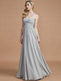 A-Line/Princess Sweetheart Sleeveless Ruched Floor-Length Chiffon Bridesmaid Dresses TPP0005051