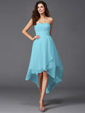 A-Line/Princess Sweetheart Ruffles Sleeveless High Low Chiffon Bridesmaid Dresses TPP0005195