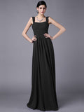 Sheath/Column Straps Sleeveless Pleats Long Chiffon Bridesmaid Dresses TPP0005648