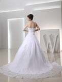 Ball Gown Beading Sleeveless Strapless Satin Applique Wedding Dresses TPP0006887