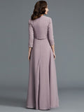 A-Line/Princess 1/2 Sleeves Scoop Asymmetrical Chiffon Mother of the Bride Dresses TPP0007047