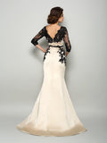 Trumpet/Mermaid Bateau Lace 1/2 Sleeves Long Satin Mother of the Bride Dresses TPP0007154