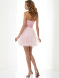 Sheath/Column Sweetheart Beading Short Elastic Woven Satin Homecoming Dresses TPP0008452