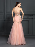 Trumpet/Mermaid Sweetheart Applique Sleeveless Long Organza Dresses TPP0003828