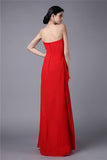 Sheath/Column Strapless Sleeveless Pleats Long Chiffon Dresses TPP0004395