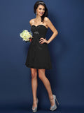 A-Line/Princess Sweetheart Beading Sleeveless Short Chiffon Bridesmaid Dresses TPP0005052