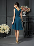 A-Line/Princess V-neck Beading Sleeveless Short Chiffon Mother of the Bride Dresses TPP0007179