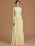 A-Line/Princess Halter Sleeveless Floor-Length Ruched Chiffon Bridesmaid Dresses TPP0005325