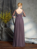 A-Line/Princess V-neck 1/2 Sleeves Long Chiffon Mother of the Bride Dresses TPP0007305