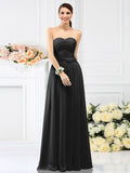 A-Line/Princess Sweetheart Pleats Hand-Made Flower Sleeveless Long Chiffon Bridesmaid Dresses TPP0005765