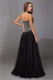 Sheath/Column Sweetheart Sleeveless Beading Long Net Satin Dresses TPP0003387