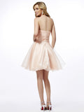 A-Line/Princess Sweetheart Sleeveless Beading Short Tulle Homecoming Dresses TPP0008770