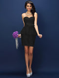 Sheath/Column Sweetheart Lace Sleeveless Short Satin Bridesmaid Dresses TPP0005531