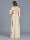 A-Line/Princess V-neck Ruffles Chiffon Floor-Length Mother of the Bride Dresses TPP0007385