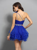 A-Line/Princess One-Shoulder Beading Sleeveless Short Organza Cocktail Dresses TPP0008695