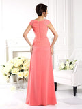 A-Line/Princess Bateau Short Sleeves Long Chiffon Mother of the Bride Dresses TPP0007146