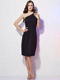 Sheath/Column One-Shoulder Sleeveless Beading Short Chiffon Bridesmaid Dresses TPP0005787