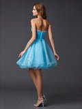 A-Line/Princess Sweetheart Sleeveless Beading Short Tulle Homecoming Dresses TPP0008638