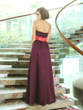 A-Line/Princess Sweetheart Sleeveless Long Satin Bridesmaid Dresses TPP0005873