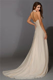 Sheath/Column V-neck Beading Sleeveless Long Chiffon Dresses TPP0002640