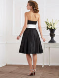 A-Line/Princess Strapless Sleeveless Sash/Ribbon/Belt Short Satin Bridesmaid Dresses TPP0005578