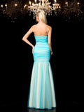 Sheath/Column Sweetheart Sequin Sleeveless Long Net Dresses TPP0003927