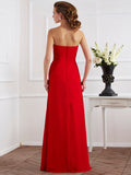 Sheath/Column Strapless Sleeveless Beading Long Chiffon Dresses TPP0003740