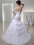 Trumpet/Mermaid Beading Sweetheart Sleeveless Organza Embroidery Wedding Dresses TPP0006929