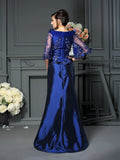 A-Line/Princess Scoop Beading 1/2 Sleeves Long Taffeta Mother of the Bride Dresses TPP0007165