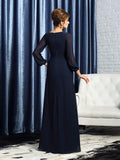 A-Line/Princess V-neck Beading Long Sleeves Long Chiffon Mother of the Bride Dresses TPP0007166