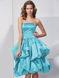 A-Line/Princess Strapless Sleeveless Short Satin Bridesmaid Dresses TPP0005227