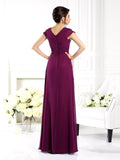 A-Line/Princess V-neck Short Sleeves Long Chiffon Mother of the Bride Dresses TPP0007202