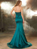 Trumpet/Mermaid Sweetheart Sleeveless Ruched Sweep/Brush Train Satin Dresses TPP0002528