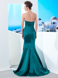 Trumpet/Mermaid Sweetheart Sleeveless Ruched Sweep/Brush Train Satin Dresses TPP0003320