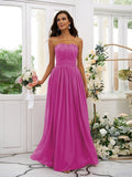 A-Line/Princess Chiffon Ruffles Strapless Sleeveless Floor-Length Bridesmaid Dresses TPP0004948