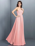 A-Line/Princess Sweetheart Pleats Sleeveless Long Chiffon Bridesmaid Dresses TPP0005405