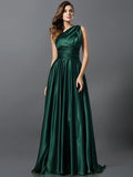 A-Line/Princess Pleats Sleeveless Long Silk like Satin Bridesmaid Dresses TPP0004905