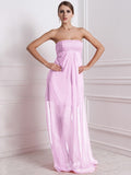 A-Line/Princess Strapless Sleeveless Beading Long Chiffon Bridesmaid Dresses TPP0005577