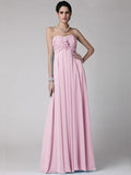 Sheath/Column Strapless Sleeveless Ruffles Long Chiffon Bridesmaid Dresses TPP0005816