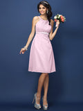 A-Line/Princess Bateau Sash/Ribbon/Belt Sleeveless Short Chiffon Bridesmaid Dresses TPP0005370