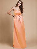 Sheath/Column Sweetheart Sleeveless Long Bowknot Satin Bridesmaid Dresses TPP0005678