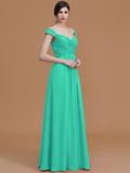 A-Line/Princess V-neck Sleeveless Floor-Length Lace Chiffon Bridesmaid Dresses TPP0005569